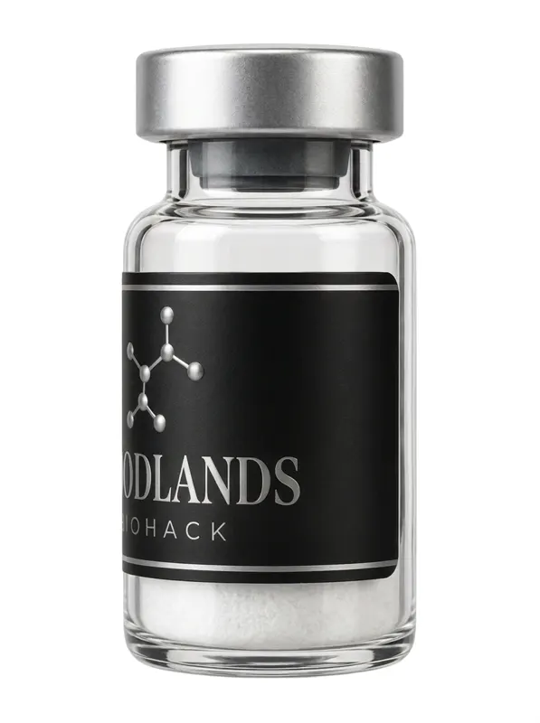 Woodlands Biohack Oxytocin Acetate 10mg research peptide vial, side angle view